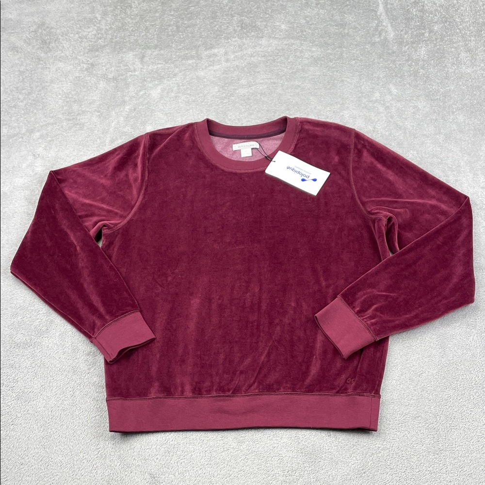 NEW Outerknown S Womens Soft Velvet Sample Raspberry‎ Red Sweatshirt